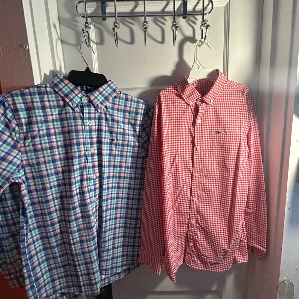 Vineyard Vines Blue and Red Checkered Button Down Shirts